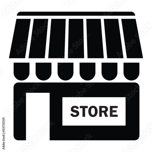 Store icon. Small shop icon, vector isolated on white background. Shopping building or market store icon. Vector illustration. EPS 10