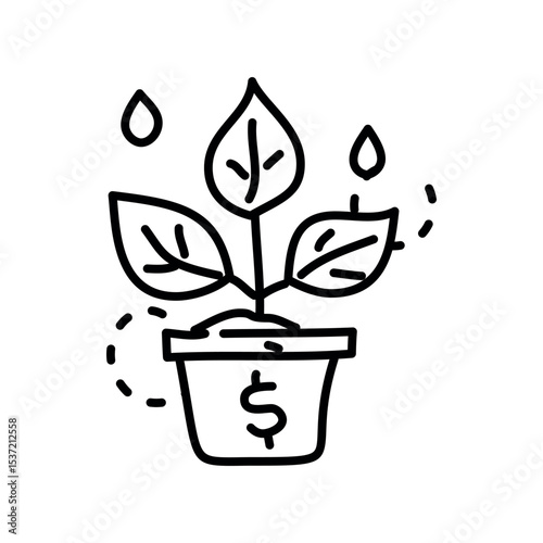 Illustration of investment growth plant with dollar sign in pot concept for financial success and business development idea vector