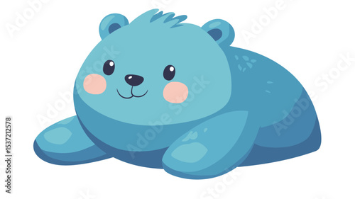 A digital illustration of a cartoon bear. The bear is light blue, round, and has a simple design with large eyes, small nose, and mouth.  It appears plush or stuffed, with a slightly textured