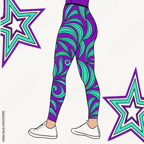 vector illustration of a dancing girl with stars and stripes