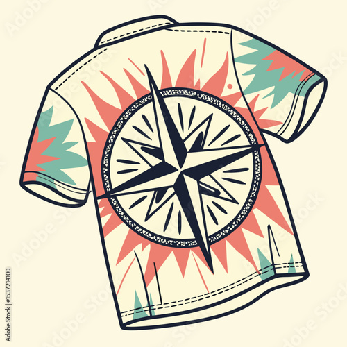 vector illustration of a compass on a map