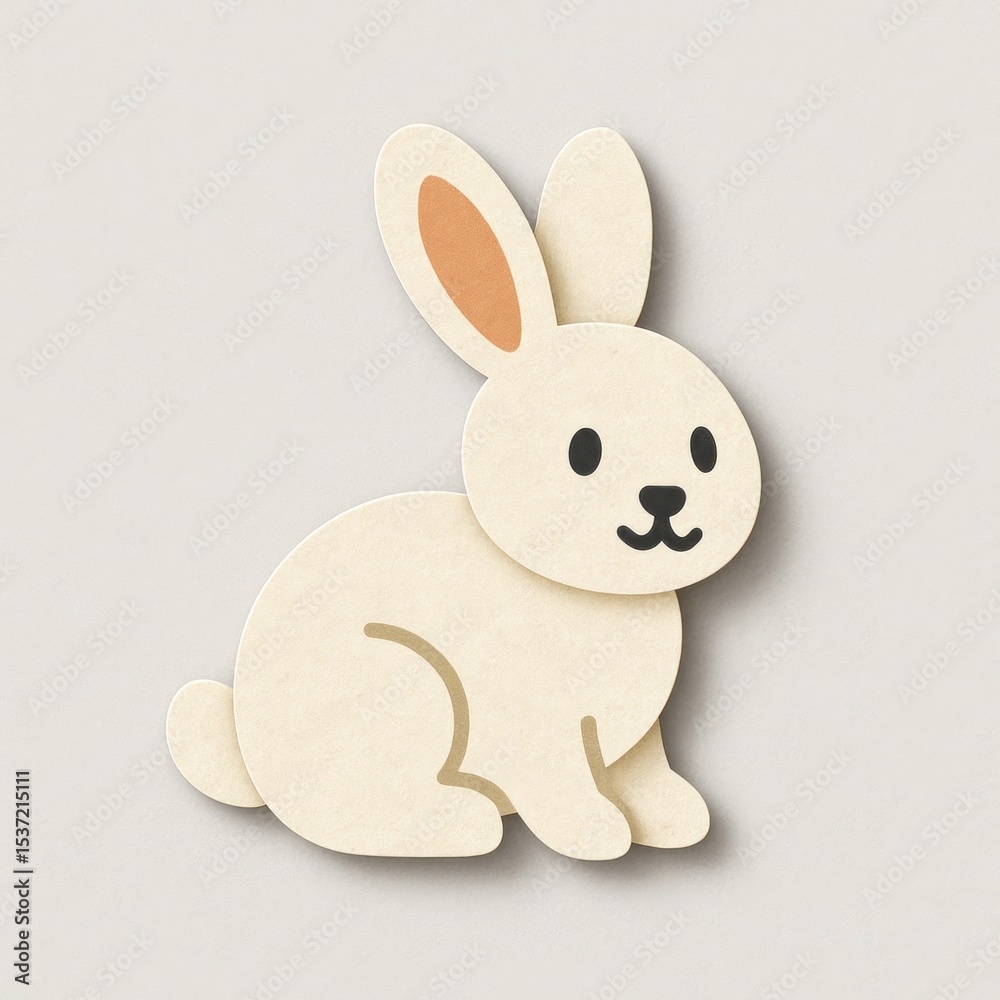 Obraz premium Cute paper-cut bunny illustration.
