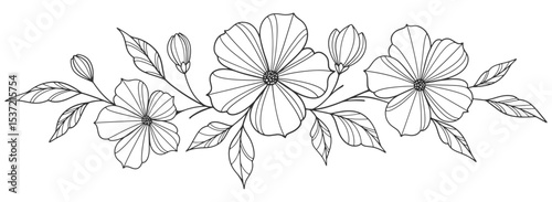 Minimalist Floral Line Art, Hand Drawn Flower vector Illustration