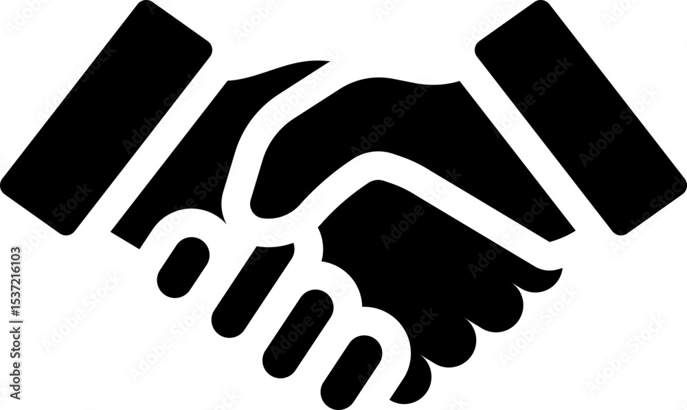 Obraz premium Business handshake agreement deal icon. Silhouette style.
