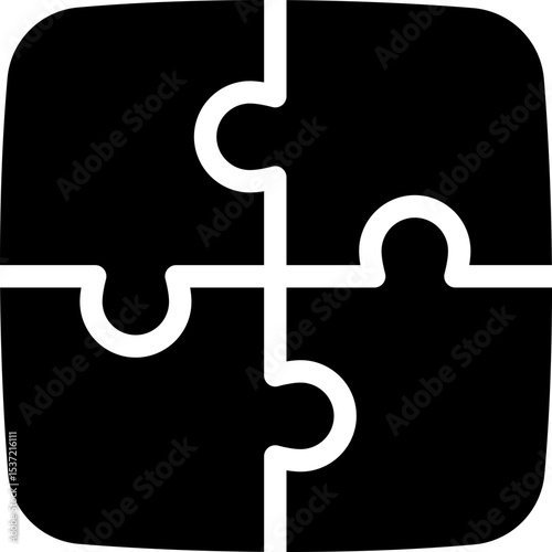 Puzzle pieces solution fit icon. Silhouette style.