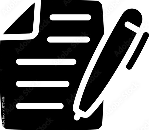 Document writing contract form icon. Silhouette style.