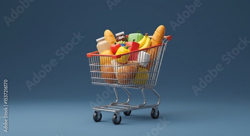 Shopping Cart Full of Groceries