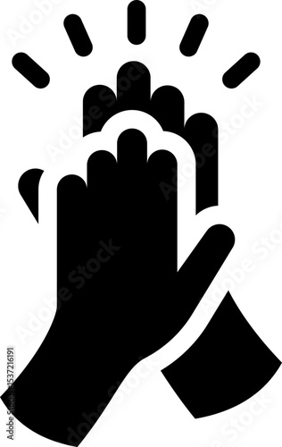 Hands clapping applause celebration icon. Silhouette style.