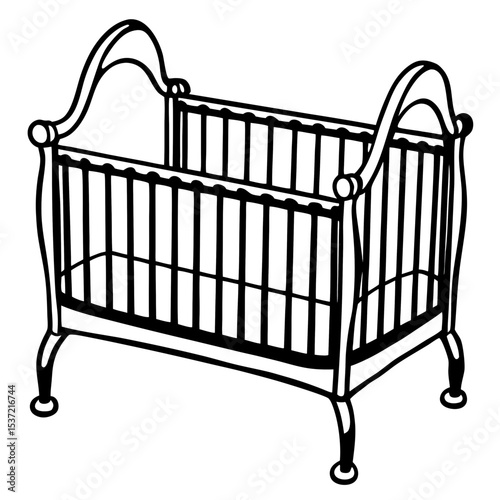 Simple Baby Crib Illustration