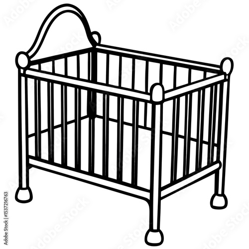 Simple Baby Crib Illustration