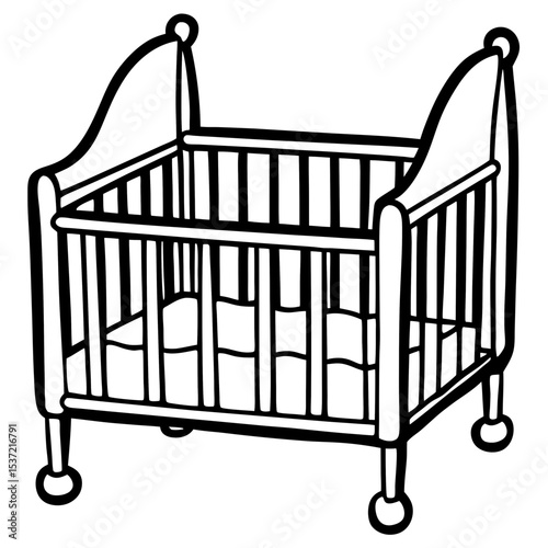 Simple Baby Crib Illustration