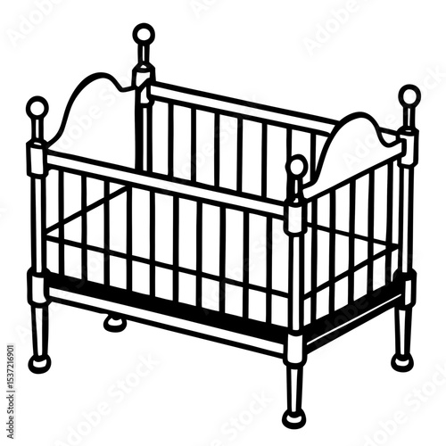 Simple Baby Crib Illustration