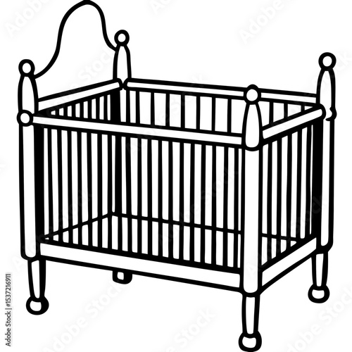 Simple Baby Crib Illustration