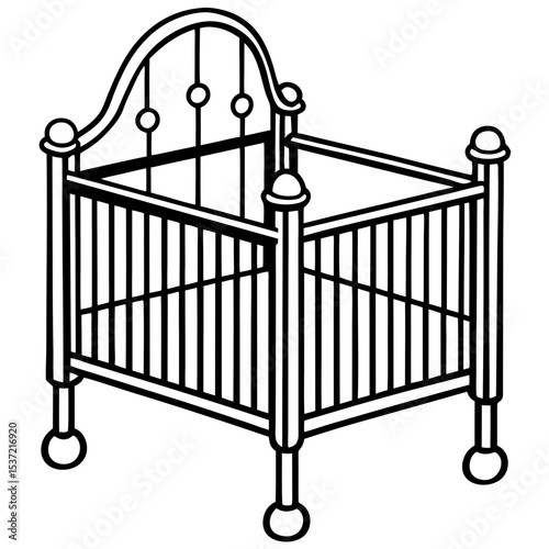 Simple Baby Crib Illustration