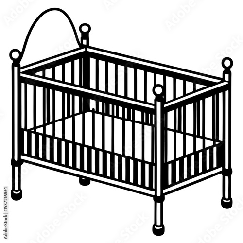 Simple Baby Crib Illustration