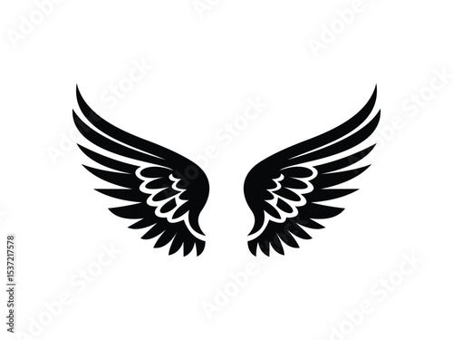 Decorative Wing Silhouette, Tattoo Ready Vector