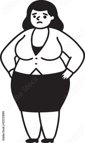plus size woman, curvy girl, body positive, female character, casual woman, confident pose, health design, diversity illustration, cartoon lady, vector woman, lifestyle girl, woman art, them