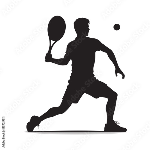 Silhouette of a tennis player in action during a match