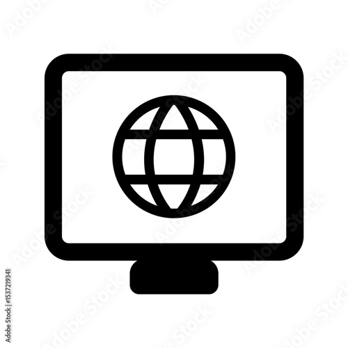 地球マークが表示されたパソコンモニターのアイコン（ネットワーク・インターネット）
