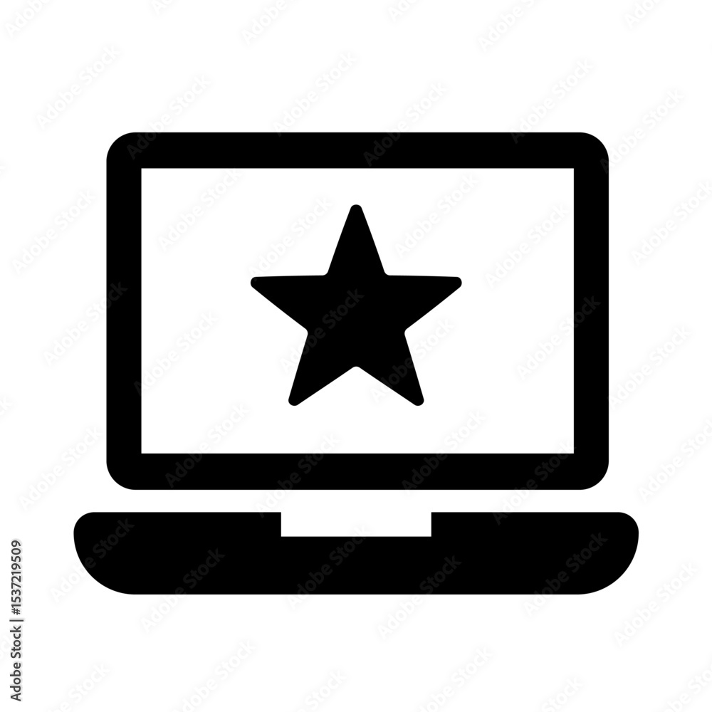 評価、口コミを表すノートパソコンと星マークのアイコン
