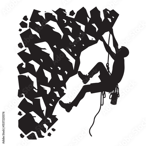 Silhouette Rock Climbing Illustration Extreme Sport Adventure Design