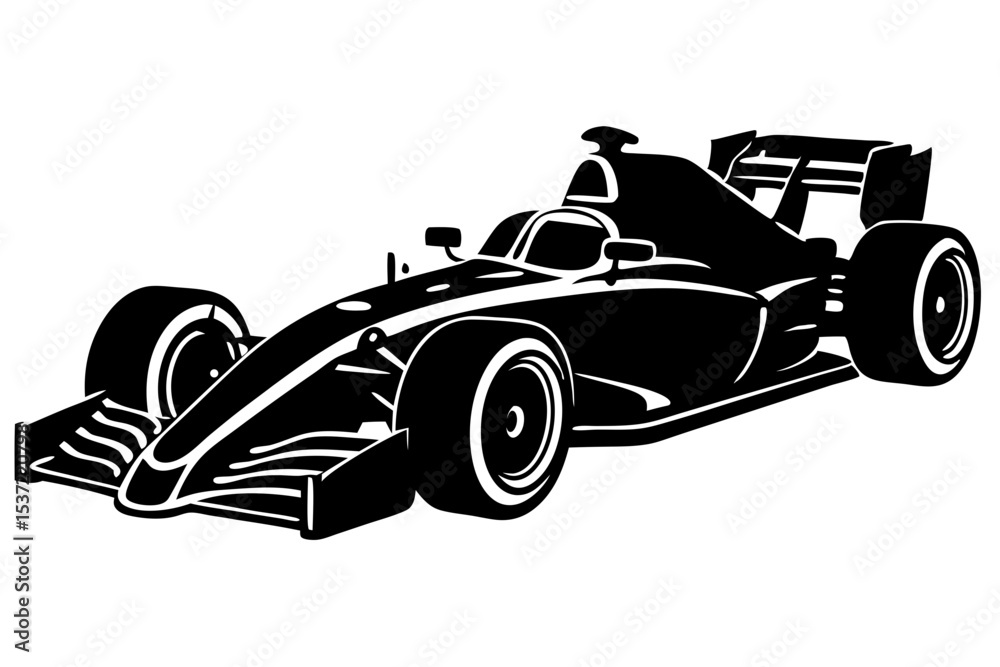 Obraz premium Powerful Silhouette of a Formula 1 Race Car Speed, Design, and Racing Power