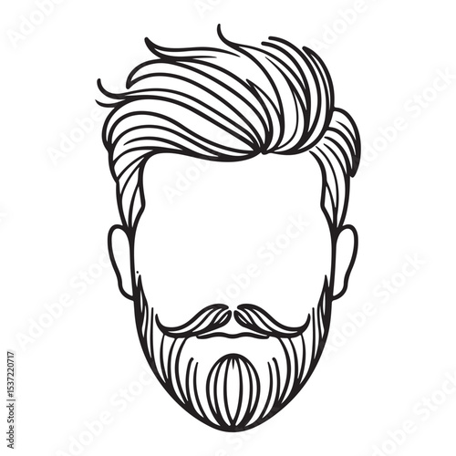 Bearded Man's Hairstyle Vector Illustration Graphic Design Template