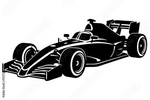 Powerful Silhouette of a Formula 1 Race Car Speed, Design, and Racing Power