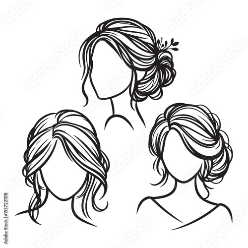 Bridal hairstyles sketches elegant updos for wedding day inspiration