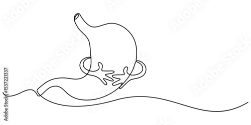 upset stomach continuous one line drawing, Continuous Line Drawing Of A Stomach, bad stomach, Upset stomach. Stomachache. Digestive disorder. vector illustration on white background, reflux minimal.