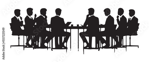 Business Team Silhouette in Conference Meeting Vector Illustration
