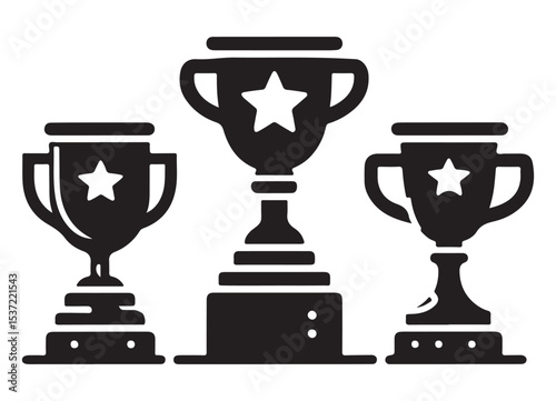 Trophy Vector Illustration Set of Award Winning Cups