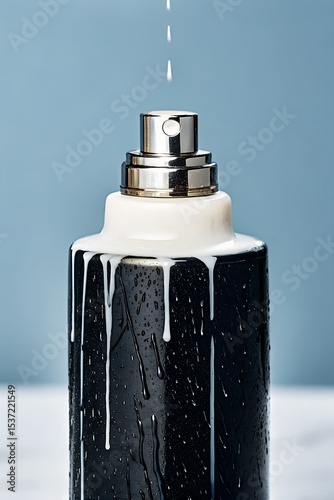 Super close up of black and white perfume bottle cap