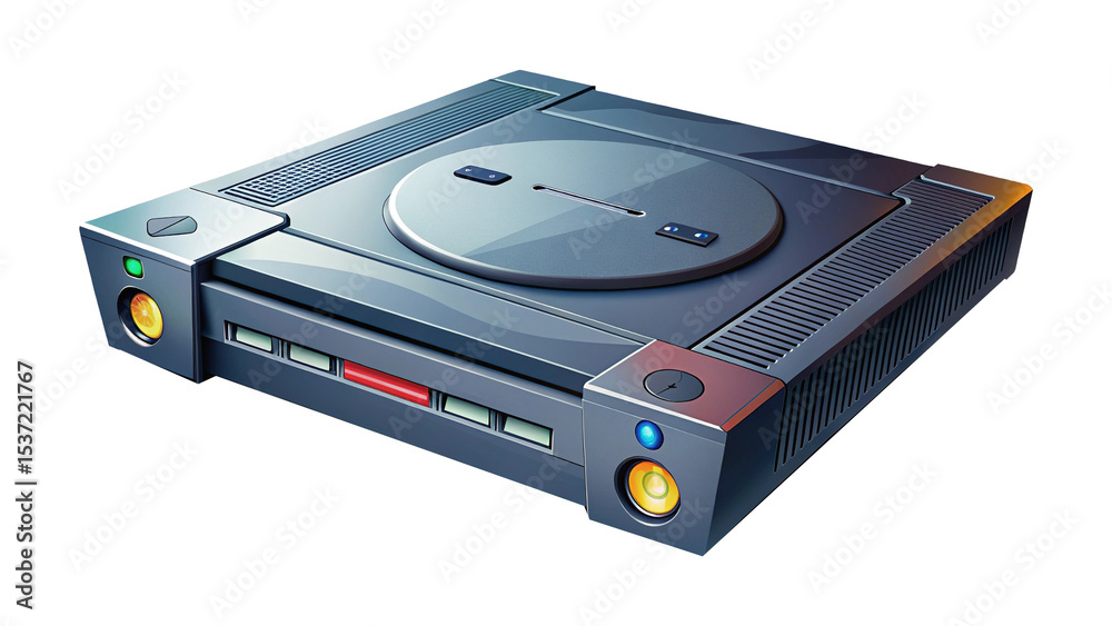 Fototapeta premium Retro video game console art with a futuristic design aesthetic and perspective