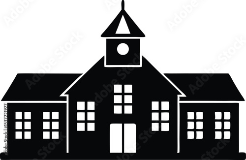 school building silhouette vector illustration