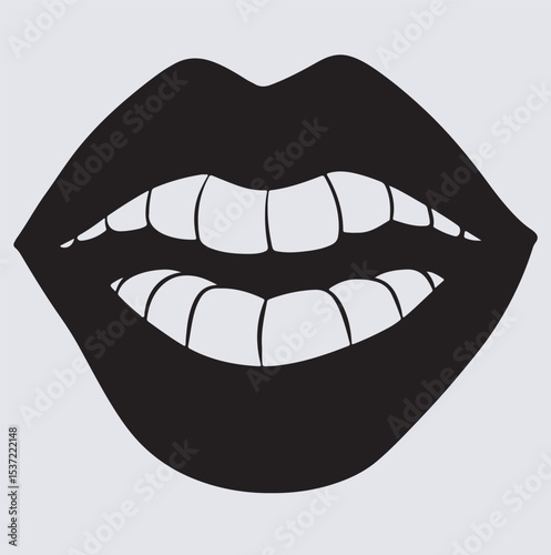 mouth silhouette vector art illustration, vector illustration of lips and teeth