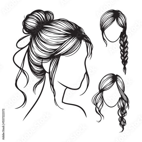 Hairstyle Ideas Various Women Hairstyle Silhouette Illustration