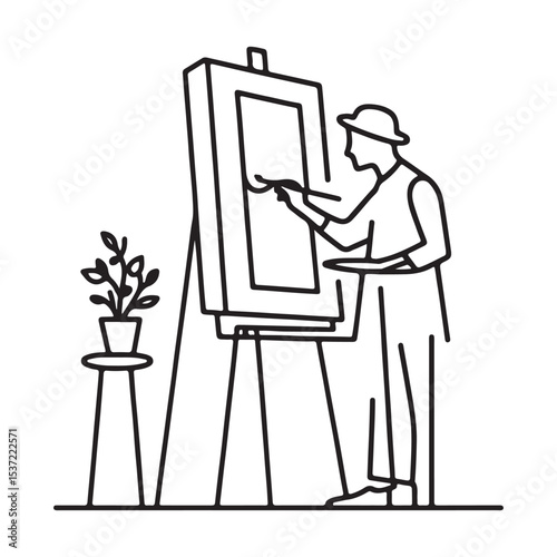Creative artist at work painting on the canvas illustration