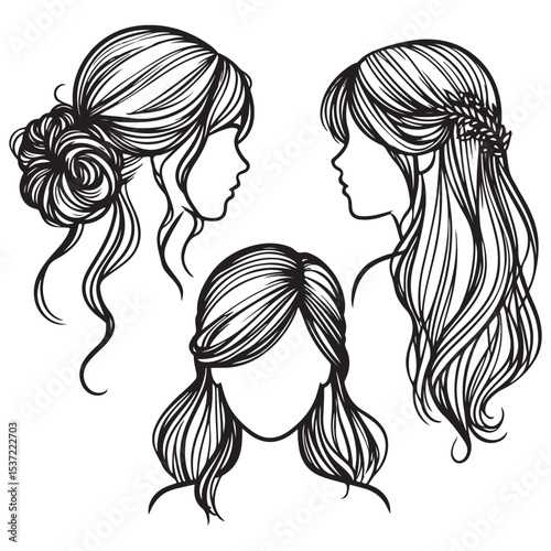 Elegant Hairstyle Selection Wedding and Special Occasion Vector Designs