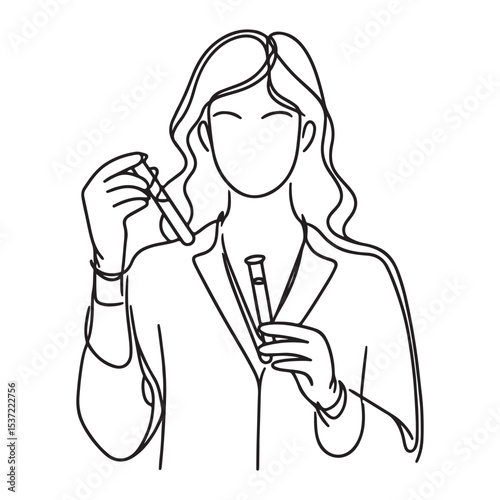 Scientist Holding Test Tubes Medical Research and Experiment Illustration