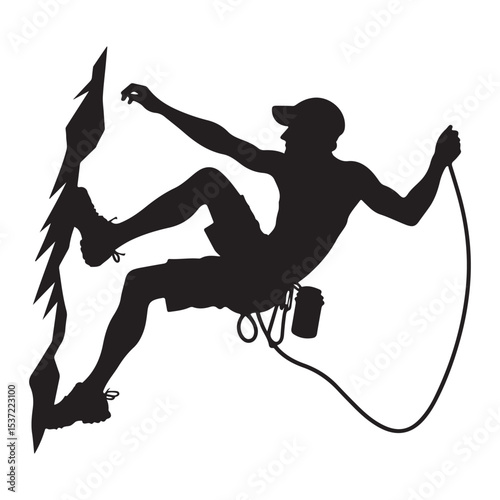 Adventurous Rock Climbing Silhouette Vector Graphic for Outdoor Enthusiasts