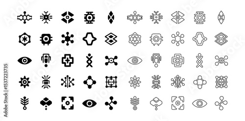 Futuristic Healthcare Technology Icon Set – 48 AI & Medical Innovation Vector Illustrations – Robotics, Biotech, Wearables & Data Security for Modern Medicine (SVG/PNG)