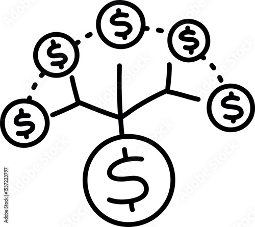 Illustration of investment growth tree with dollar coins for financial planning and wealth management concept icon vector vector