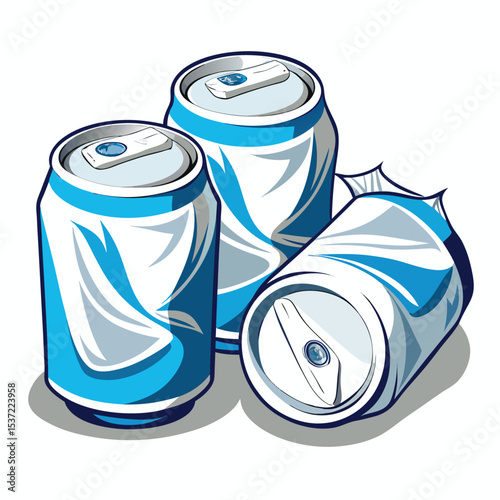 white-crumpled-soda-cans-set-vector-image-on-white