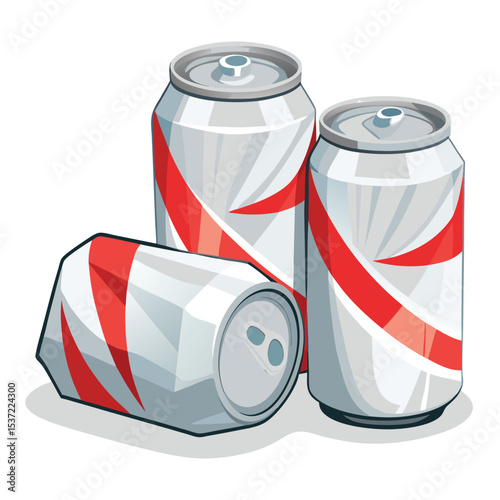 white-crumpled-soda-cans-set-vector-image-on-white