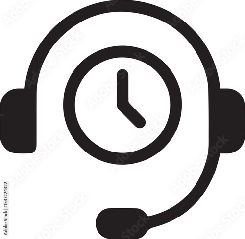 Headset icon with clock time management support