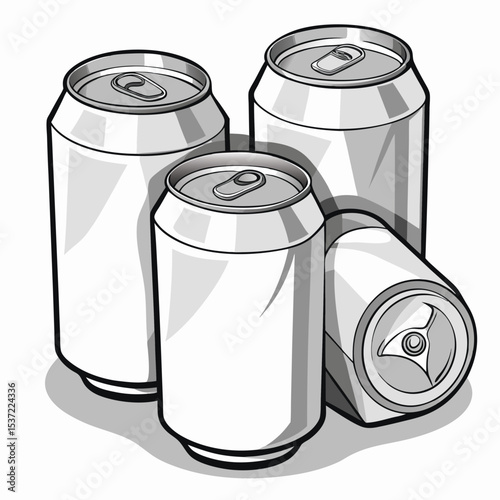 white-crumpled-soda-cans-set-vector-image-on-white