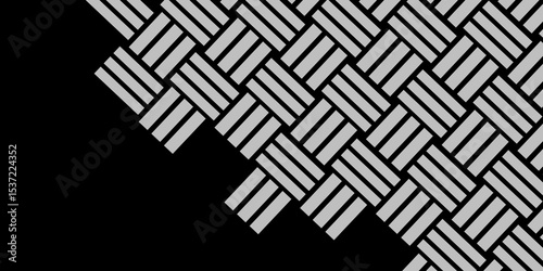 Gray Weave Pattern Showing Repetition Useful as Background. Minimal line Seamless geometric pattern with shapes. Decoration and maze ornament square wall tile. grey rattan weave texture background.