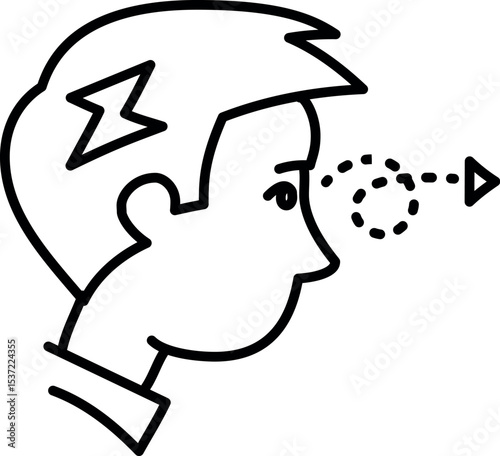 Illustration of headache migraine pain stress head pressure brain fog awareness and mental health vector line art illustration vector