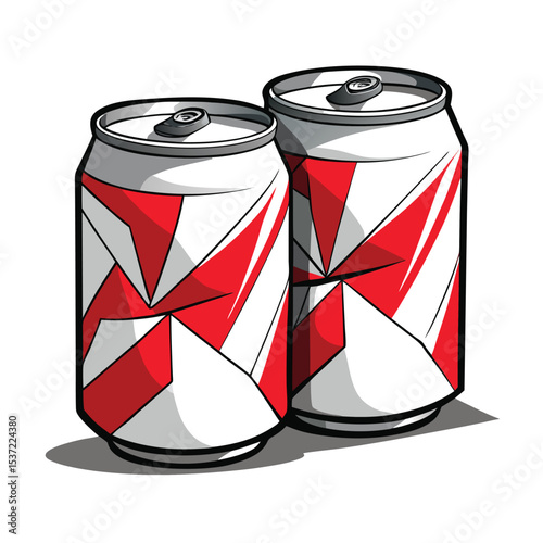white-crumpled-soda-cans-set-vector-image-on-white